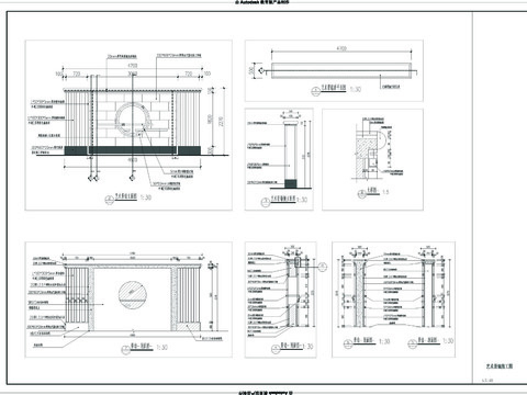  新中式艺术景墙CAD施工图 