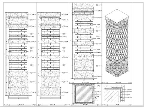  石材柱子及欧式木柱CAD节点大样 