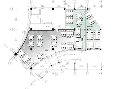  240㎡带外摆餐馆cad平面图 