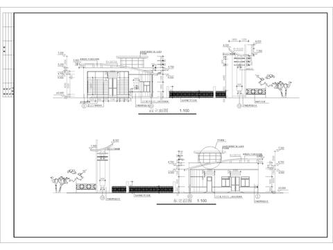  入口大門CAD施工圖 