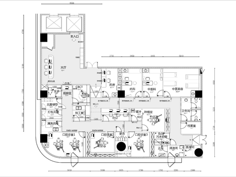  400㎡牙科诊所cad平面图 