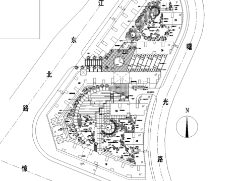  小地塊景觀環(huán)境綠化CAD施工圖 