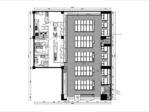  400㎡韩国餐厅cad平面图 