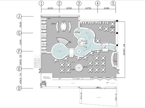  500㎡高档自助餐厅cad平面图 