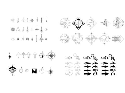  方向方位标牌指示图块cad图库 