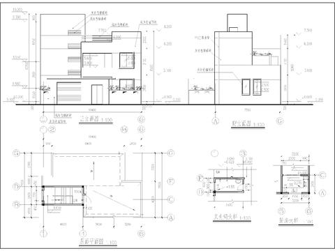  农村自建房 独栋别墅cad平面图 