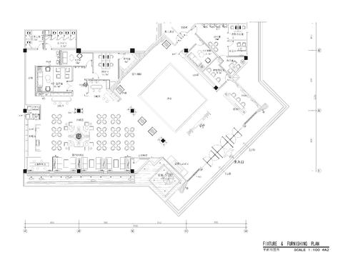  740㎡售楼处cad平面图 