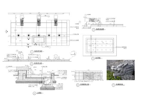  喷水龙头雕塑 水景详图cad大样图 