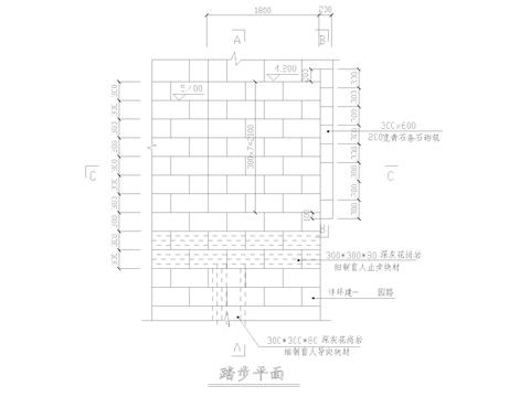  踏步灯具柱沿河围护CAD施工图 
