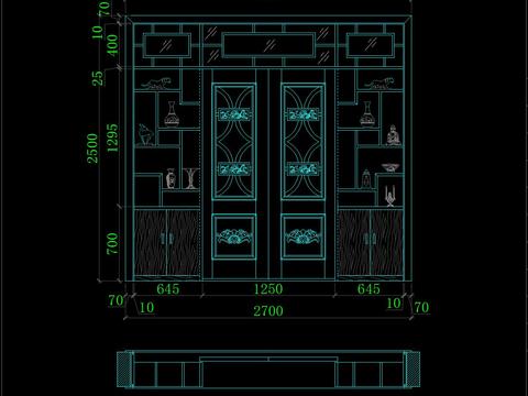  屏风隔断玄关柜酒柜CAD施工图 