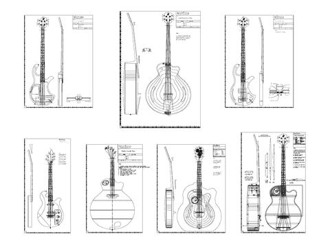  现代吉他乐器图块cad图库 