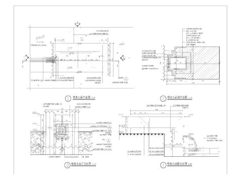  喷水小品详图平面剖面节点大样图 