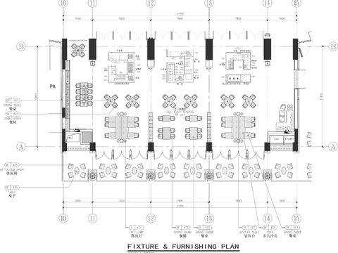  全日制餐厅cad平面图 