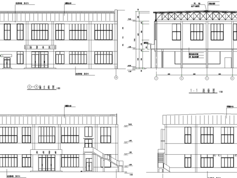  中學操場與食堂建筑CAD施工圖 