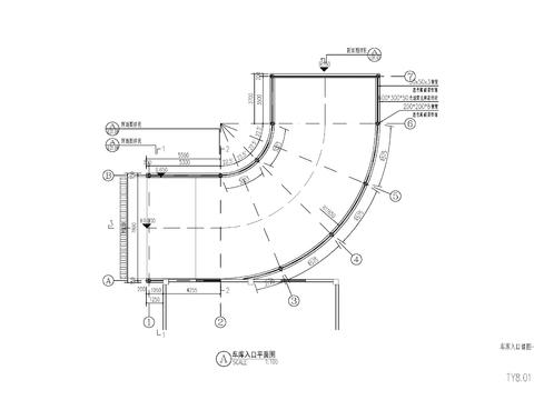  地下车库出入口廊架cad大样图 