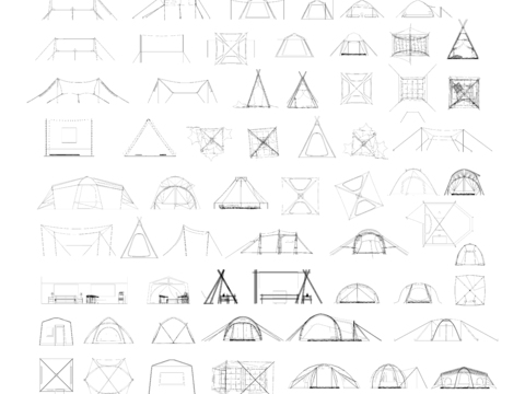  露营帐篷 张拉膜cad图库 