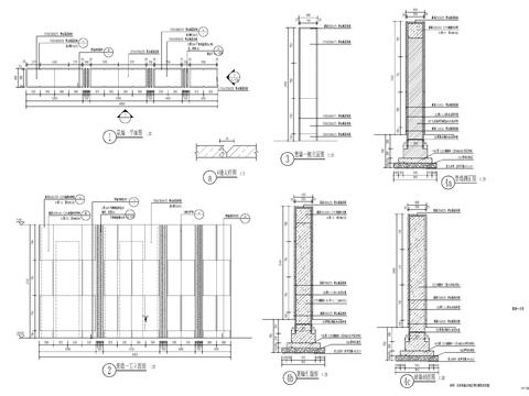  新中式对景墙节点大样图 