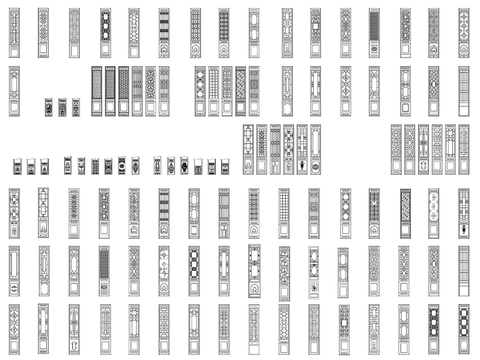  中式屏风花格隔断CAD施工图 