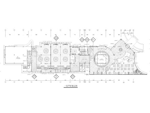  酒店三层中西餐厅cad平面图 