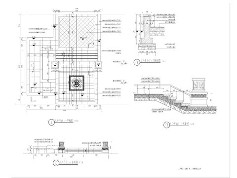  入户平台景观灯柱及紫钢浮雕大样图 施工图 
