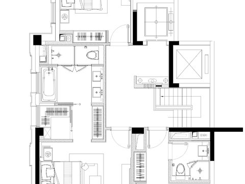  样板间平面布置cad施工图 