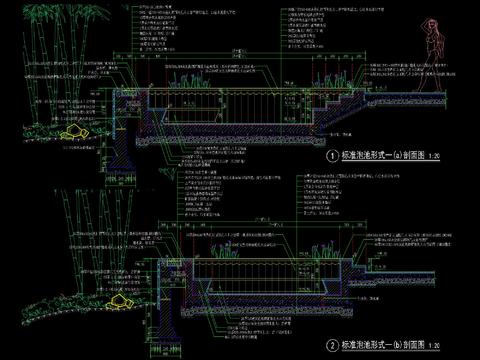  室外自然泡池泳池CAD施工图 