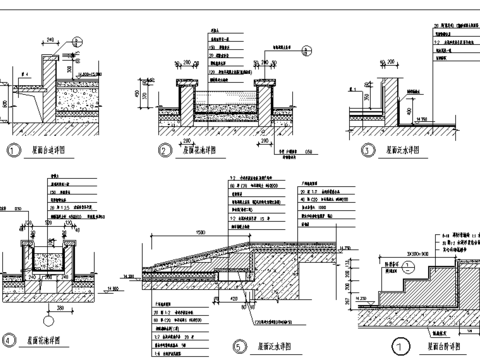  架空层屋面花池泛水排水间详图 