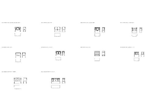  欧式带抽屉斗柜平立侧面cad图库 