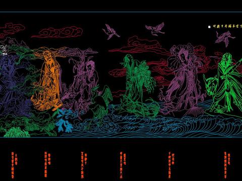  八仙过海cad图库 