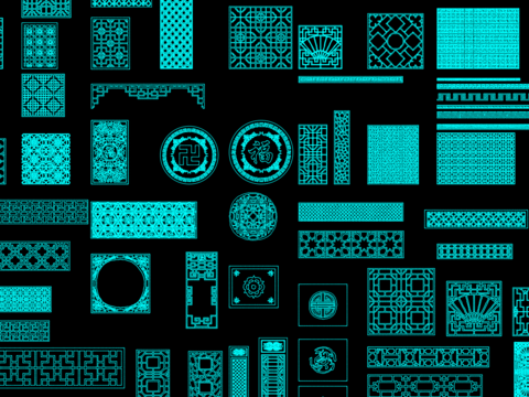  中式镂空雕花设计cad施工图 