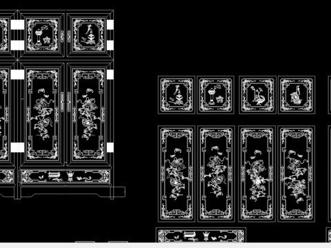  中式八仙顶箱柜cad图库 