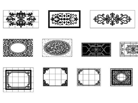  地面拼花cad图库 