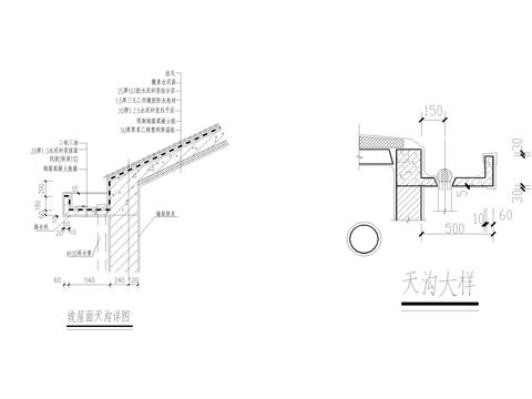  坡屋面天沟CAD施工图 