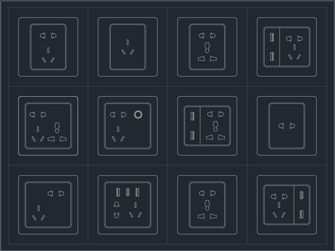  原创 CAD 插座 合集CAD图库 