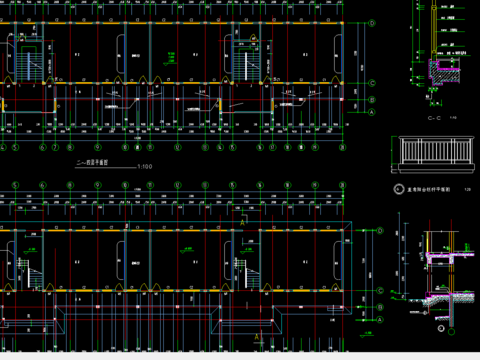  某中学cad施工图 