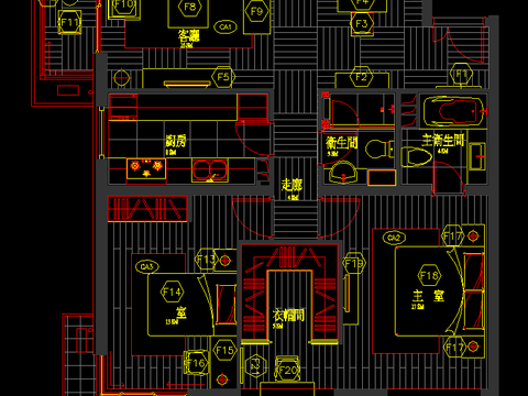  北京朗琴园十号楼G户型装修样板房CAD施工图 