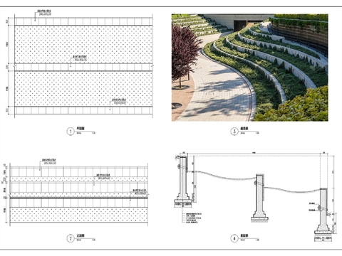  多级挡土墙cad大样图 