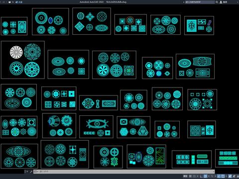  圆形地面拼花 地面拼花 地板砖CAD图库 
