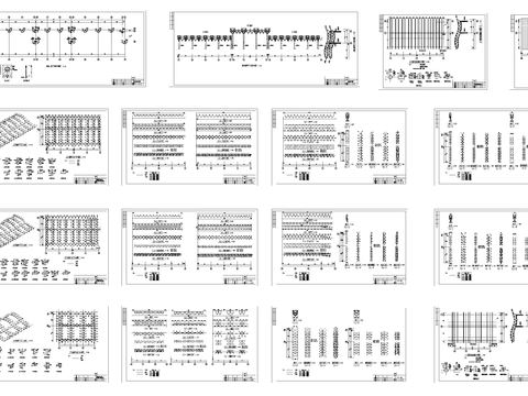  某雨蓬钢架结构cad图库 