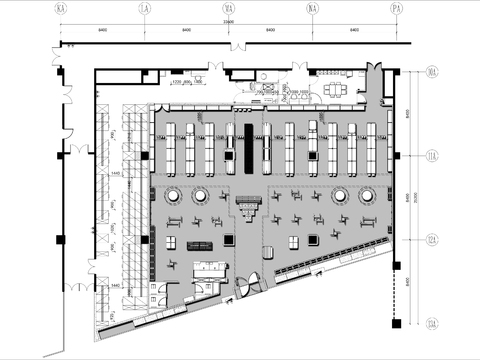  700㎡运动品牌专卖店cad平面图 
