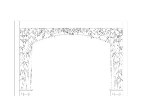  中式竹子隔断图块 