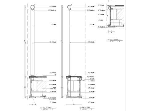  会客厅墙身造型cad大样图 