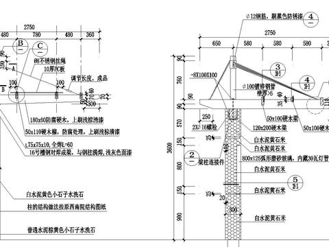  風(fēng)雨廊cad施工圖 