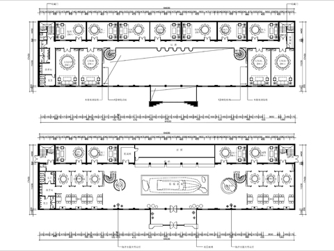  2000㎡两层中式火锅店cad平面图 