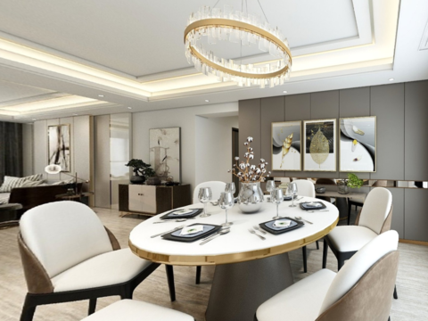  现代客餐厅cad施工图 