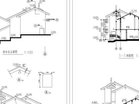  仿古商业建筑cad施工图 