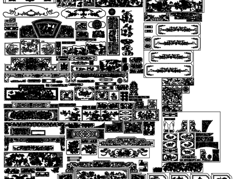  28欧币-中式明清古典雕花素材CAD图库 