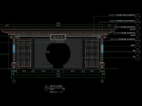  新中式廊架CAD节点大样 