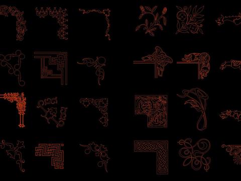  角花边框花纹CAD图库 