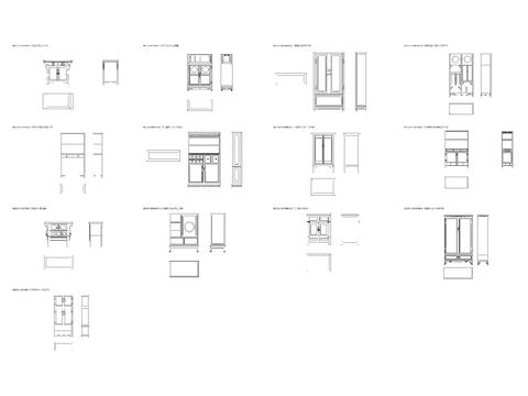  中式清代置物柜 角柜 斗柜平面图 立面图 侧面cad图库 